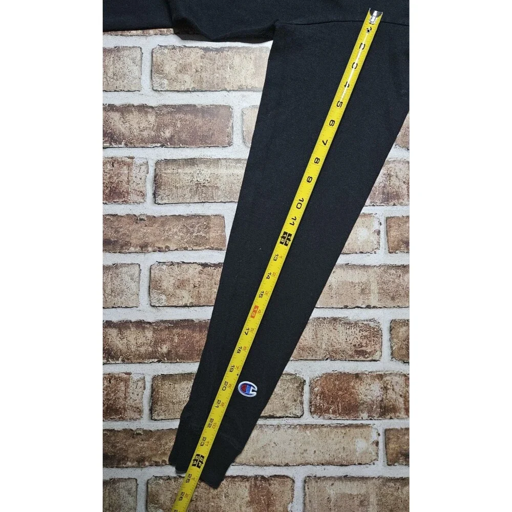 VTG Champion Heritage Long Sleeve Shirt Size Small Black & Gold Logo Crew Neck - Picture 5 of 8